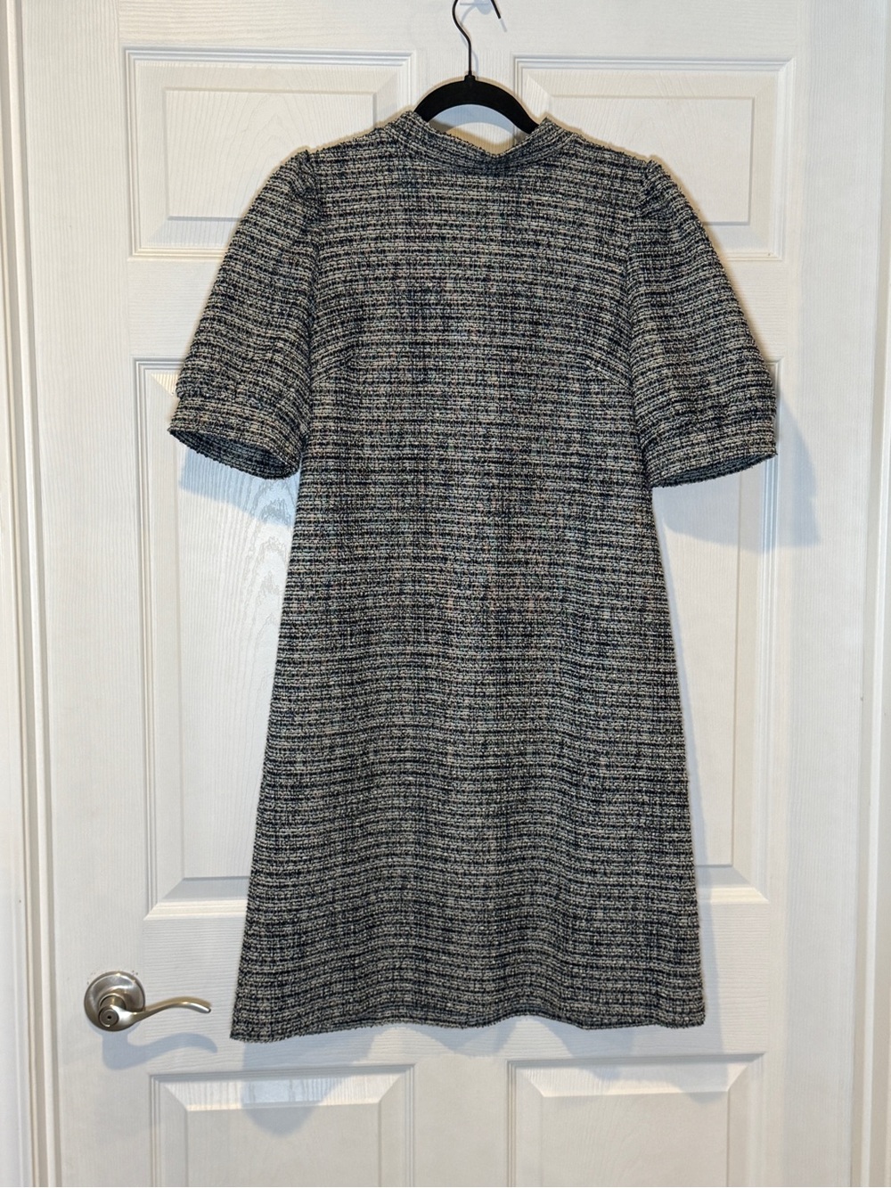Classic Navy & White Tweed Shift Dress